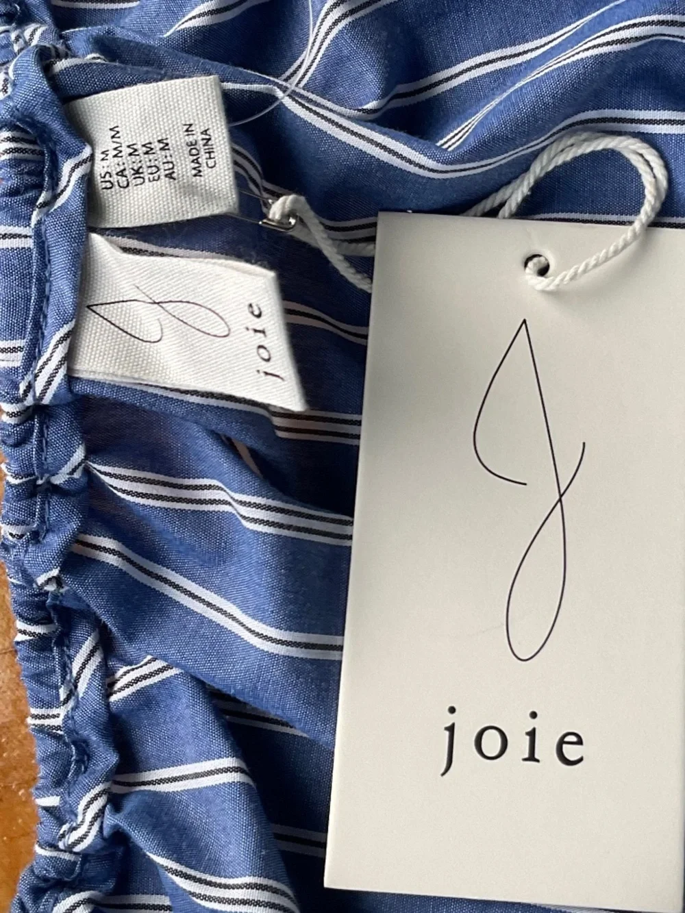 Joie Blue & White Striped Peplum Blouse NWT